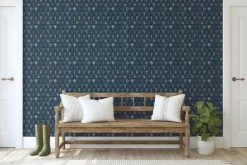 Rifle Paper Co. Hawthorne Wallpaper - Navy & Gold