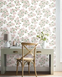Rifle Paper Co. Hydrangea Peel & Stick Wallpaper - Pink & White