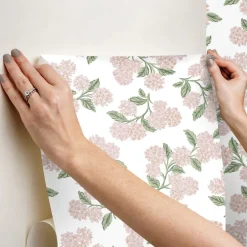 Rifle Paper Co. Hydrangea Peel & Stick Wallpaper - Pink & White