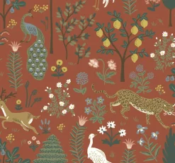 Rifle Paper Co. Menagerie Wallpaper - Rust Brown