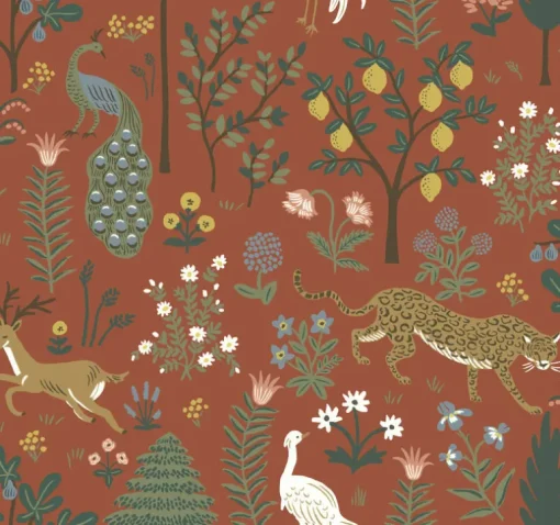 Rifle Paper Co. Menagerie Wallpaper - Rust Brown