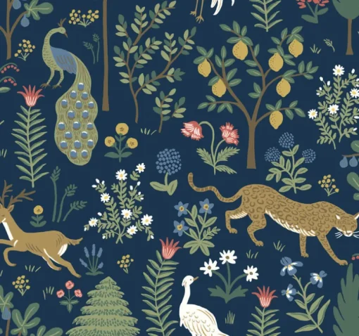Rifle Paper Co. Menagerie Wallpaper - Dark Blue