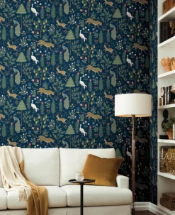 Rifle Paper Co. Menagerie Wallpaper - Dark Blue