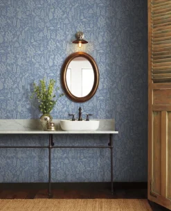 Rifle Paper Co. Menagerie Toile Wallpaper - Blue