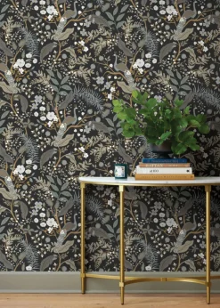 Rifle Paper Co. Peacock Garden Peel & Stick Wallpaper - Black