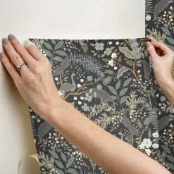 Rifle Paper Co. Peacock Garden Peel & Stick Wallpaper - Black