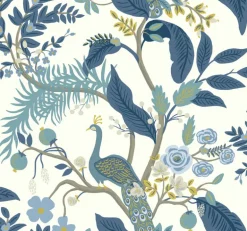 Rifle Paper Co. Peacock Wallpaper - Blue & White