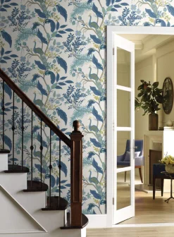 Rifle Paper Co. Peacock Wallpaper - Blue & White
