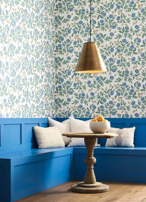 Rifle Paper Co. Peonies Wallpaper - Periwinkle & Sage