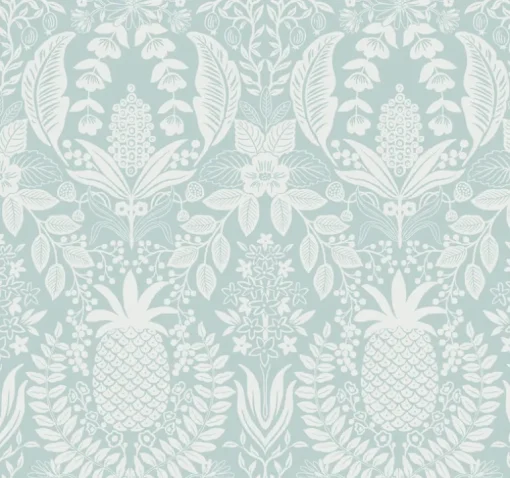 Rifle Paper Co. Pineapple Damask Wallpaper - Light Blue