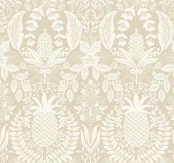 Rifle Paper Co. Pineapple Damask Wallpaper - Linen