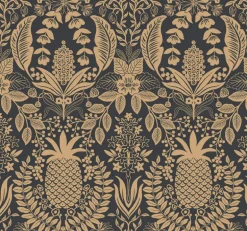 Rifle Paper Co. Pineapple Damask Wallpaper - Black