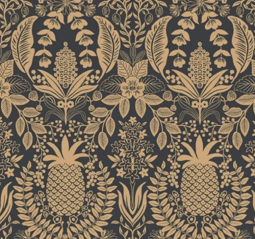 Rifle Paper Co. Pineapple Damask Wallpaper - Black