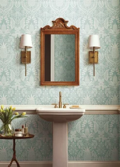 Rifle Paper Co. Pineapple Damask Wallpaper - Light Blue