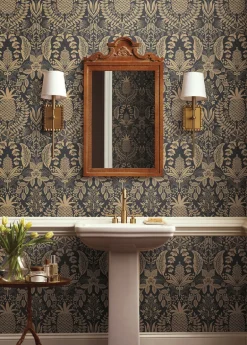 Rifle Paper Co. Pineapple Damask Wallpaper - Black
