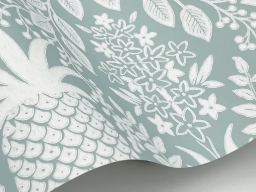 Rifle Paper Co. Pineapple Damask Wallpaper - Light Blue