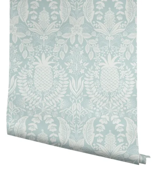 Rifle Paper Co. Pineapple Damask Wallpaper - Light Blue