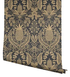 Rifle Paper Co. Pineapple Damask Wallpaper - Black