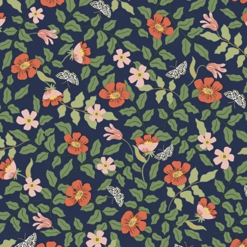 Rifle Paper Co. Primrose Peel & Stick Wallpaper - Rose & Navy