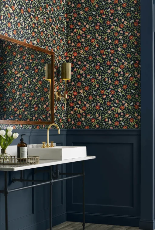 Rifle Paper Co. Primrose Peel & Stick Wallpaper - Rose & Navy