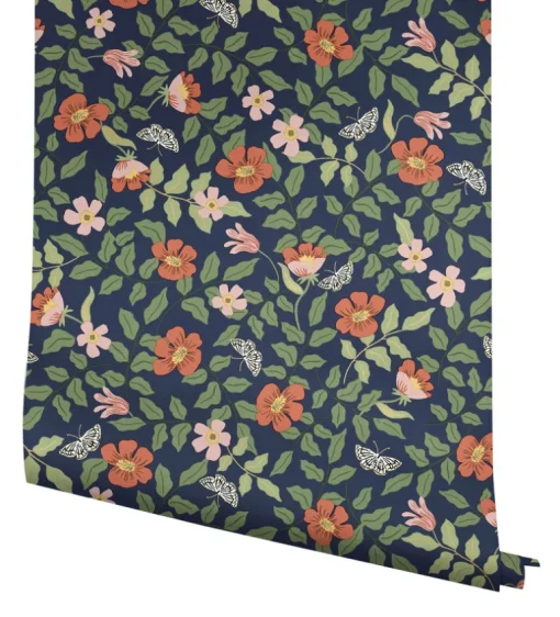 Rifle Paper Co. Primrose Peel & Stick Wallpaper - Rose & Navy