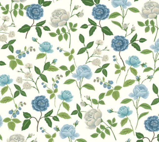 Rifle Paper Co. Roses Wallpaper - Blue