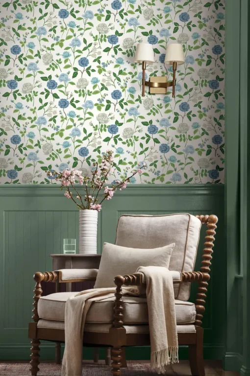 Rifle Paper Co. Roses Wallpaper - Blue
