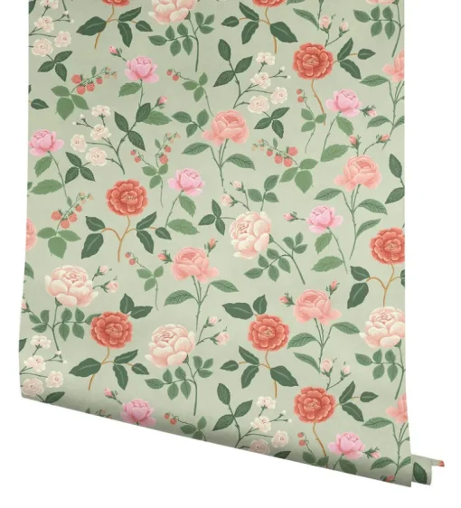Rifle Paper Co. Roses Wallpaper - Mint