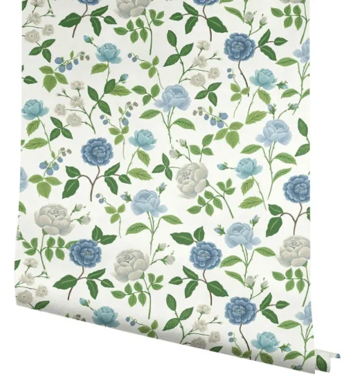 Rifle Paper Co. Roses Wallpaper - Blue