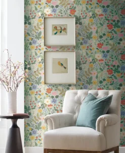 Rifle Paper Co. Strawberry Fields Wallpaper - Green & Pink