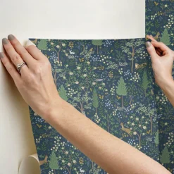 Rifle Paper Co. Woodland Peel & Stick Wallpaper - Navy