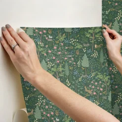 Rifle Paper Co. Woodland Peel & Stick Wallpaper - Emerald