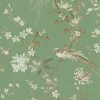 Ronald Redding 24 Karat Bird & Blossom Chinoiserie Wallpaper - Green