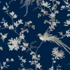 Ronald Redding 24 Karat Bird & Blossom Chinoiserie Wallpaper - Blue