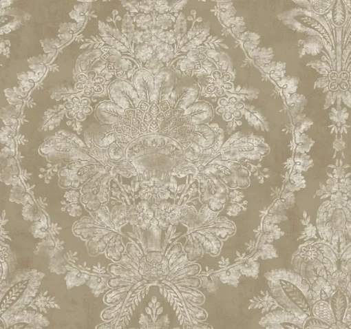 Ronald Redding 24 Karat Charleston Damask Wallpaper - Bronze