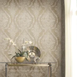 Ronald Redding 24 Karat Charleston Damask Wallpaper - Bronze