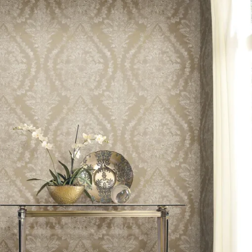 Ronald Redding 24 Karat Charleston Damask Wallpaper - Bronze