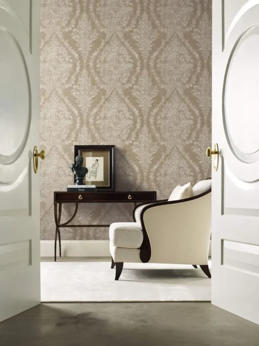 Ronald Redding 24 Karat Charleston Damask Wallpaper - Bronze