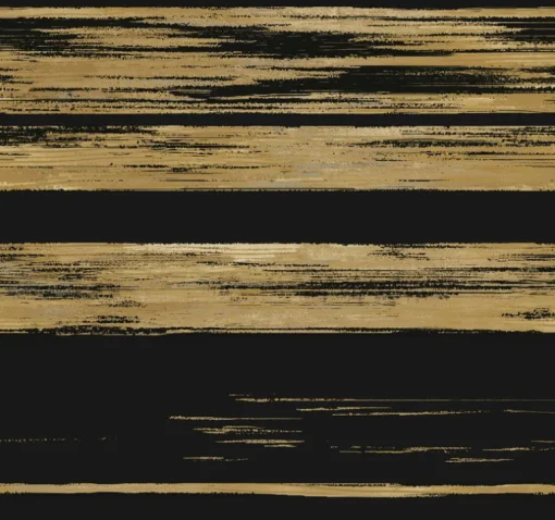 Ronald Redding 24 Karat Horizontal Dry Brush Wallpaper - Black & Gold