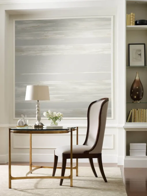 Ronald Redding 24 Karat Horizontal Dry Brush Wallpaper - Grey