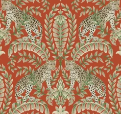 Ronald Redding 24 Karat Jungle Leopard Wallpaper - Orange