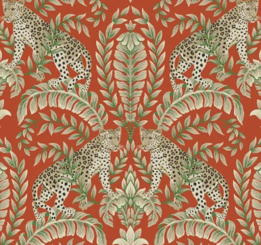 Ronald Redding 24 Karat Jungle Leopard Wallpaper - Orange