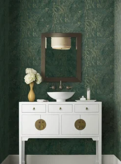 Ronald Redding 24 Karat Polished Marble Wallpaper - Green