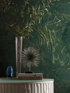 Ronald Redding 24 Karat Polished Marble Wallpaper - Green