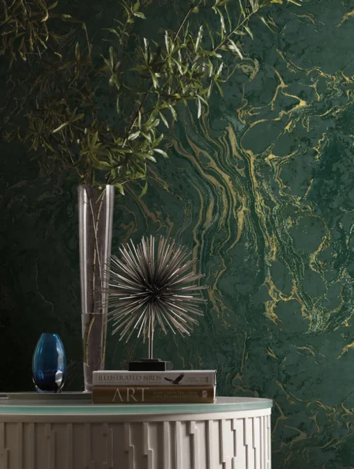 Ronald Redding 24 Karat Polished Marble Wallpaper - Green