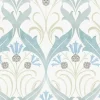 Ronald Redding Arts & Crafts Pine Cone Ribbon Wallpaper - Teal