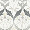 Ronald Redding Arts & Crafts Pine Cone Ribbon Wallpaper - Charcoal