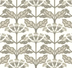 Ronald Redding Arts & Crafts Tracery Blooms Wallpaper - White