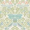 Ronald Redding Arts & Crafts Butterfly Garden Wallpaper - Green & Blue