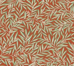 Ronald Redding Arts & Crafts Rowan Wallpaper - Rust